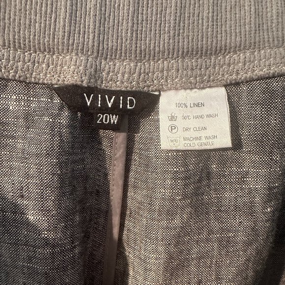 VIVID Two Tone Linen Casual Long Pants -Elastic waist and side pockets Size 2X - Picture 3 of 5